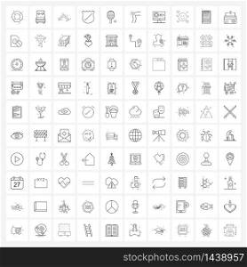 Universal Symbols of 100 Modern Line Icons of table tennis, valid, sleeping room, security, up Vector Illustration