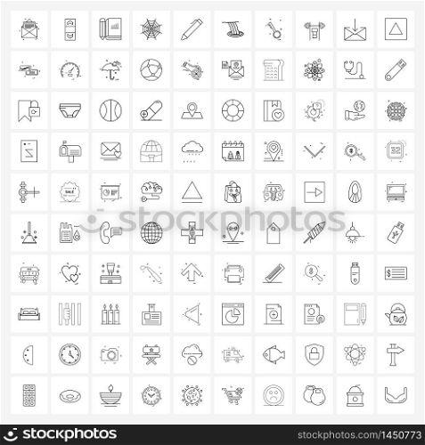 Universal Symbols of 100 Modern Line Icons of tool, draw, book, design, Halloween Vector Illustration