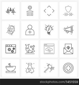 Universal Symbols of 16 Modern Line Icons of circles, software, transport, security, block chain Vector Illustration