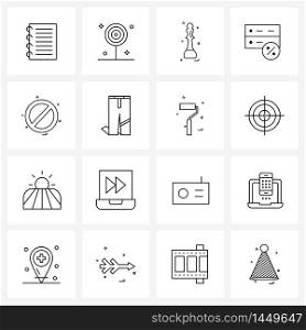 Universal Symbols of 16 Modern Line Icons of user interface, load, sweets, problem, server Vector Illustration