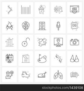 Universal Symbols of 25 Modern Line Icons of Christmas, setting, avatar, folder setting, id card Vector Illustration