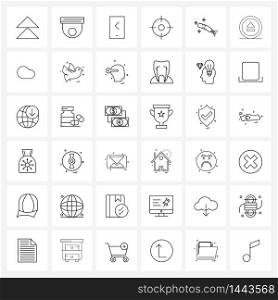 Universal Symbols of 36 Modern Line Icons of interface, space, backward, virus, aim Vector Illustration
