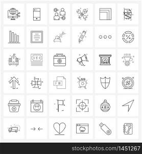 Universal Symbols of 36 Modern Line Icons of layer, phone, cloud, phone, network Vector Illustration