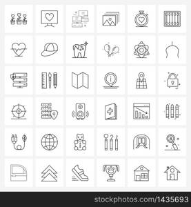 Universal Symbols of 36 Modern Line Icons of medical, pic, computers, jpeg, image Vector Illustration