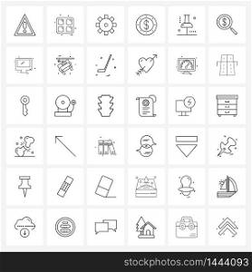 Universal Symbols of 36 Modern Line Icons of tack, important, setting, basic, business Vector Illustration