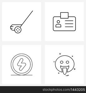 Universal Symbols of 4 Modern Line Icons of activities, thunder, hobby, card, multimedia Vector Illustration