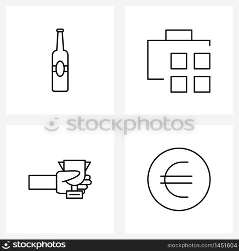 Universal Symbols of 4 Modern Line Icons of alcohol, award, party, dial, prize Vector Illustration