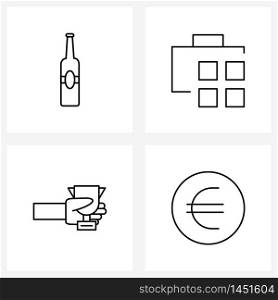 Universal Symbols of 4 Modern Line Icons of alcohol, award, party, dial, prize Vector Illustration