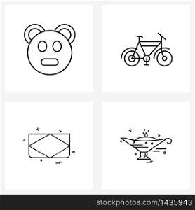 Universal Symbols of 4 Modern Line Icons of animal; oil; bicycle; envelope; lamp Vector Illustration