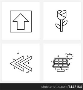 Universal Symbols of 4 Modern Line Icons of arrow, arrows, flower, romantic, Vector Illustration
