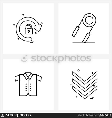 Universal Symbols of 4 Modern Line Icons of arrow, attire, arrows, sport, male shirt Vector Illustration