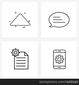Universal Symbols of 4 Modern Line Icons of arrow, file, up, chat, gear Vector Illustration