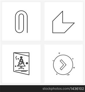 Universal Symbols of 4 Modern Line Icons of attach; event; clamp clip; left; arrow Vector Illustration