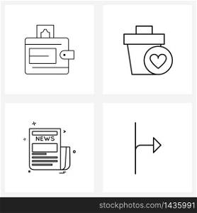 Universal Symbols of 4 Modern Line Icons of balance; newpaper; pay; delete; daily news paper Vector Illustration