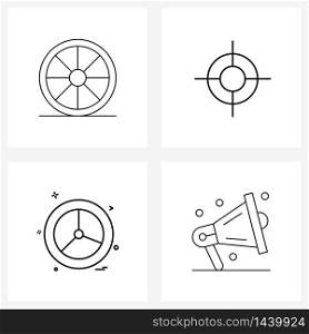 Universal Symbols of 4 Modern Line Icons of biology, steering, experiment, goal, car drive Vector Illustration
