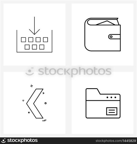 Universal Symbols of 4 Modern Line Icons of build, arrows, selected, currency, left Vector Illustration