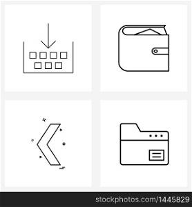 Universal Symbols of 4 Modern Line Icons of build, arrows, selected, currency, left Vector Illustration