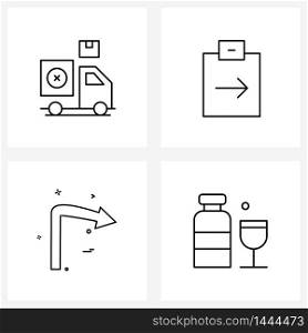 Universal Symbols of 4 Modern Line Icons of business, arrow, logistics, document, right Vector Illustration