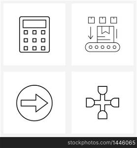 Universal Symbols of 4 Modern Line Icons of calculator, fix, conveyor, arrow, repair Vector Illustration