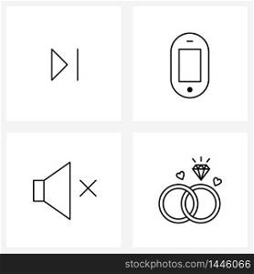 Universal Symbols of 4 Modern Line Icons of chapter, speaker, multimedia, phone, cross Vector Illustration