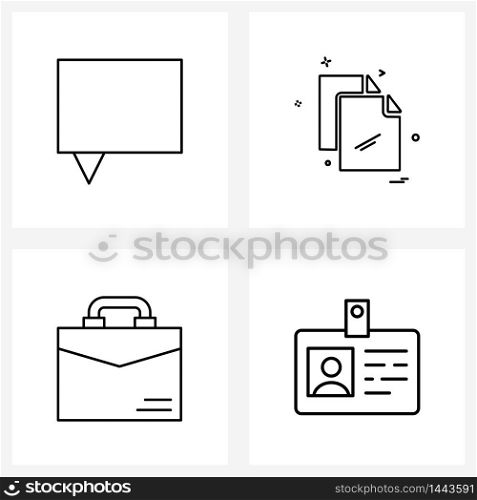 Universal Symbols of 4 Modern Line Icons of chat, office bag, file, document, business Vector Illustration