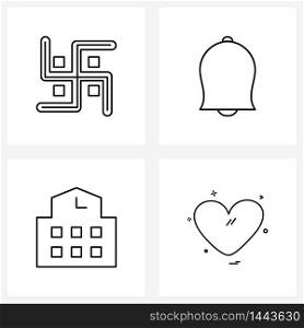 Universal Symbols of 4 Modern Line Icons of church, office, religion, ring, train Vector Illustration