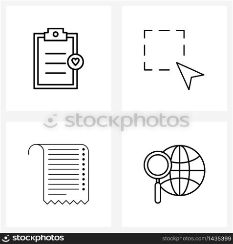 Universal Symbols of 4 Modern Line Icons of clipboard, completed, cosmetic, zone, order Vector Illustration