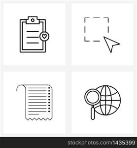 Universal Symbols of 4 Modern Line Icons of clipboard, completed, cosmetic, zone, order Vector Illustration