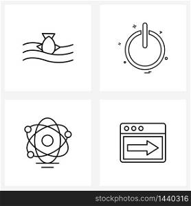 Universal Symbols of 4 Modern Line Icons of dolphin, nuclear, sea, user interface, medical Vector Illustration