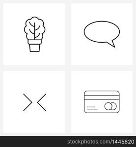 Universal Symbols of 4 Modern Line Icons of farming, arrows, pot, chat, minimize Vector Illustration