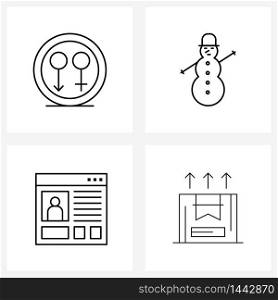 Universal Symbols of 4 Modern Line Icons of female, web, male, winters, upward Vector Illustration