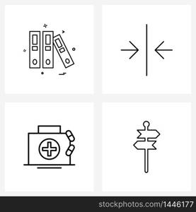 Universal Symbols of 4 Modern Line Icons of files, healthcare, arrow, medical, board Vector Illustration