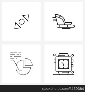 Universal Symbols of 4 Modern Line Icons of left, economy, scroll, winter, money Vector Illustration