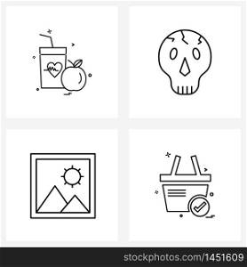 Universal Symbols of 4 Modern Line Icons of medical, culture, fruits, Halloween, overseas Vector Illustration