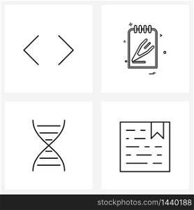 Universal Symbols of 4 Modern Line Icons of move, lab, diary, dna, tag Vector Illustration