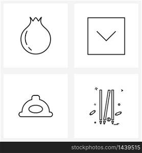 Universal Symbols of 4 Modern Line Icons of pomegranate, mechanic, arrow, car, cricket Vector Illustration