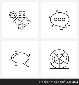 Universal Symbols of 4 Modern Line Icons of puzzle, message, gear, bubble, sms Vector Illustration