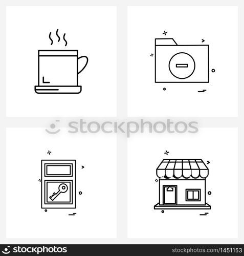 Universal Symbols of 4 Modern Line Icons of tea, table, hot, directory, furniture Vector Illustration