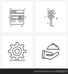 Universal Symbols of 4 Modern Line Icons of web, gear, internet, board, essentials Vector Illustration