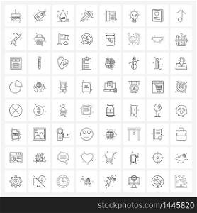 Universal Symbols of 64 Modern Line Icons of call, telephone, blood, paint, brush Vector Illustration