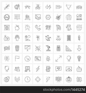 Universal Symbols of 64 Modern Line Icons of hand, networking, love, network, pigeon Vector Illustration