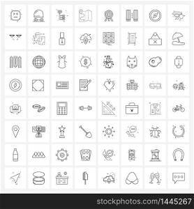Universal Symbols of 64 Modern Line Icons of pencil, pin, network, navigation, location Vector Illustration