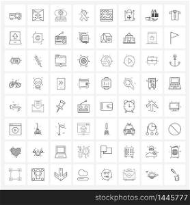 Universal Symbols of 64 Modern Line Icons of solidarity, ribbon, miscellaneous, aids, folder Vector Illustration