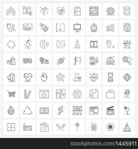 Universal Symbols of 64 Modern Line Icons of text, clipboard, cocktail, business, graph Vector Illustration