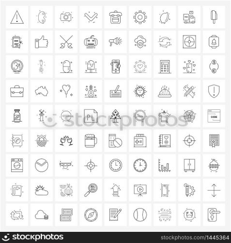 Universal Symbols of 81 Modern Line Icons of bag, down, camera, arrows, arrow Vector Illustration