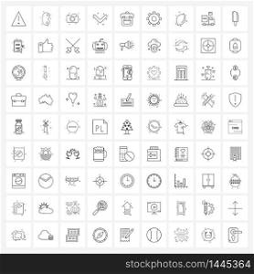 Universal Symbols of 81 Modern Line Icons of bag, down, camera, arrows, arrow Vector Illustration