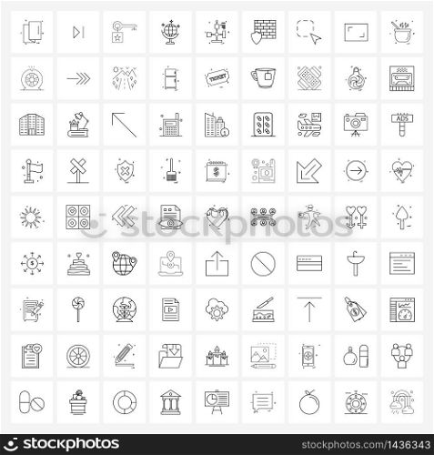 Universal Symbols of 81 Modern Line Icons of chart, internet communication, banking, world, globe Vector Illustration