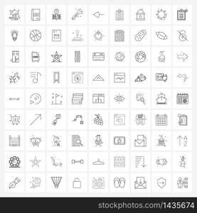 Universal Symbols of 81 Modern Line Icons of clipboard, left, key, arrow, tools Vector Illustration