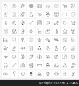 Universal Symbols of 81 Modern Line Icons of furniture, press release, education, breaking news, snow falling Vector Illustration