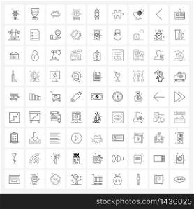 Universal Symbols of 81 Modern Line Icons of game, skateboard, storage, bible, religious Vector Illustration